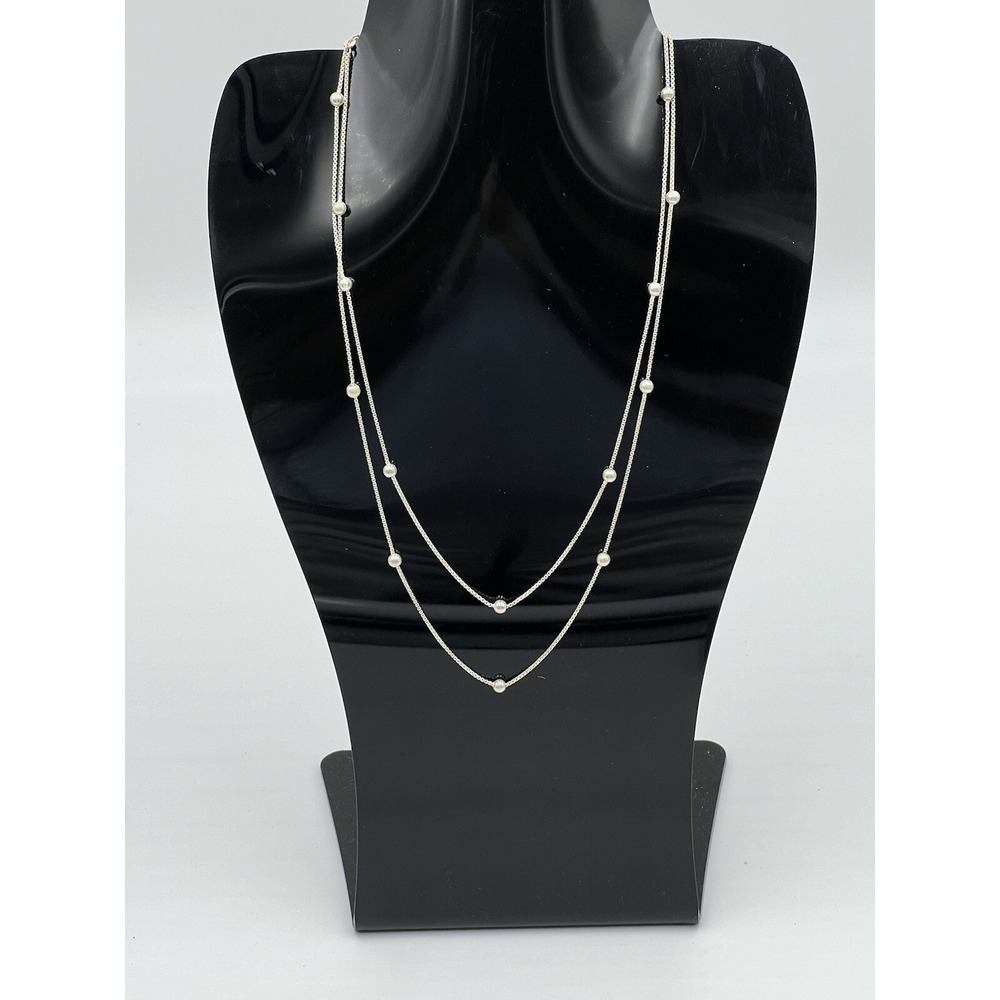 20 Inch Beaded Box Chain 925 Silver Necklace Italian Preowned